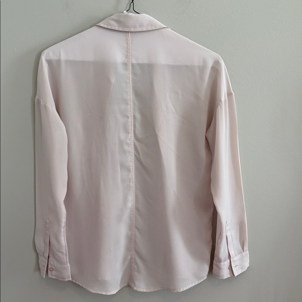 Frenchi Blush Pink Sheer Blouse - Picture 7 of 7